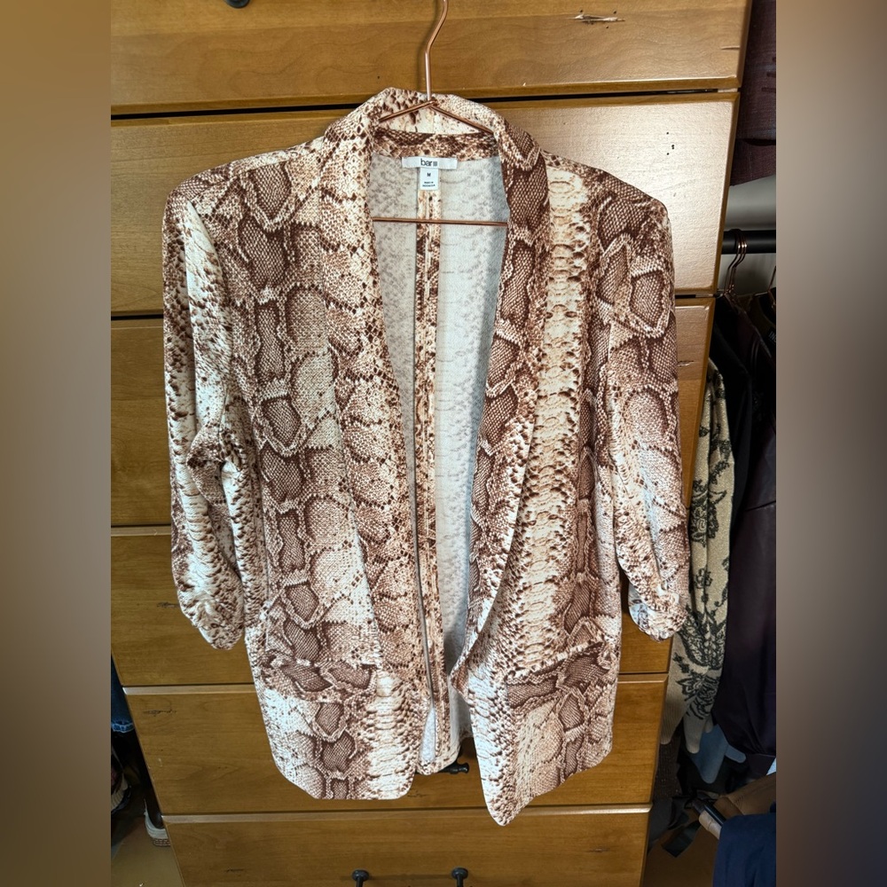 Bar III Snake Print Blazer in Brown and Cream